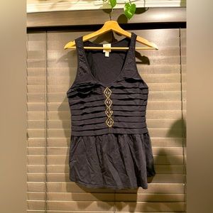 Anthropologie Black with gold beads peplum top